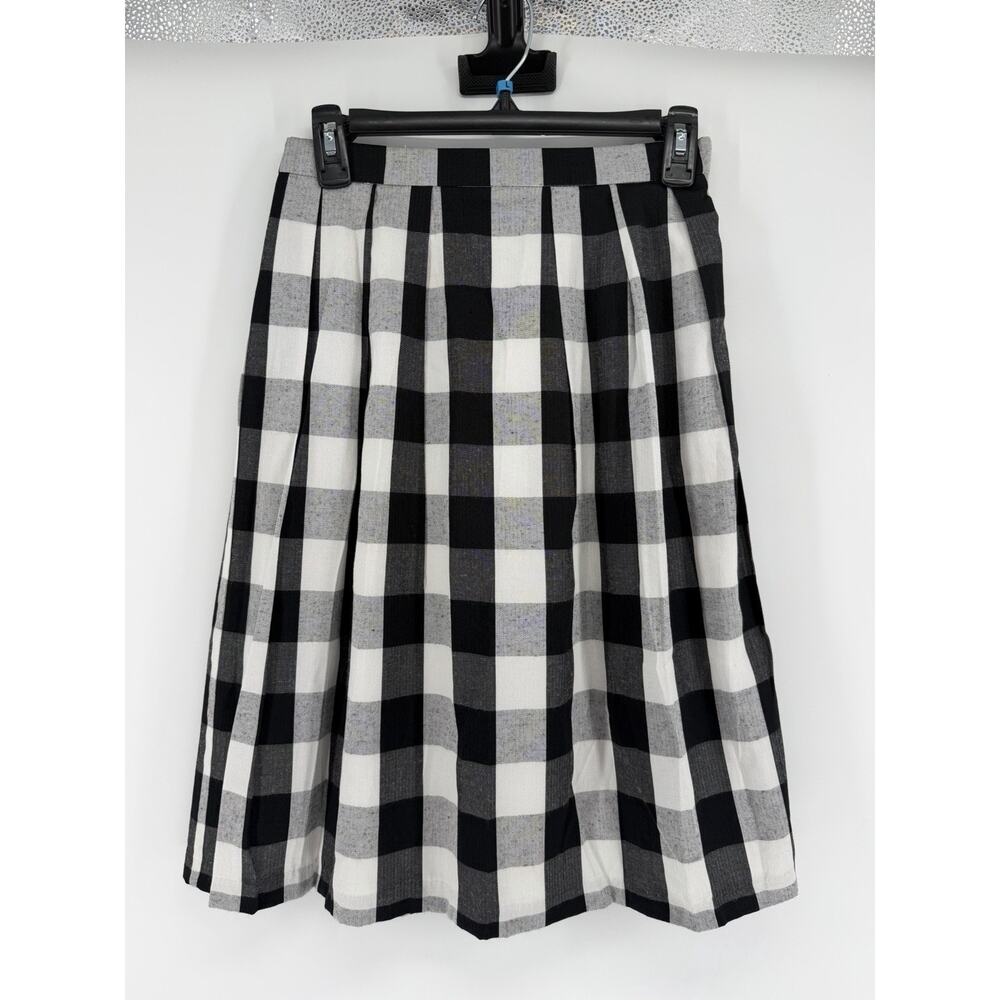 NEW SUGAR LIPS BLACK WHITE GINGHAM PLAID PLEATED A LINE SKIRT SIZE SMALL